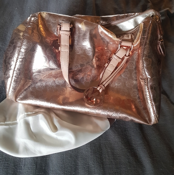 Rose Gold Michael Kors Metallic Grayson Boston Speedy Bag - Picture 3 of 3
